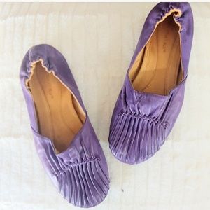 pintuck leather flats